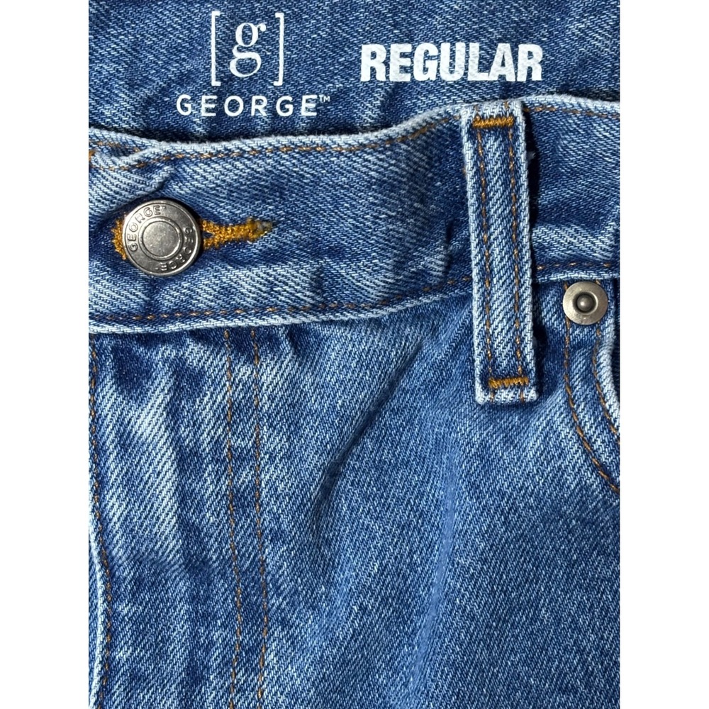 Used George Mens Regular Fit Jeans Medium Wash Blue Denim Sz 36x29 Excellent Con - Picture 3 of 4
